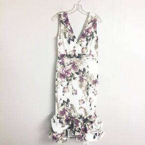 Kim Cine White & Purple Floral Ruffle Dress Size 1X Plus Curve New